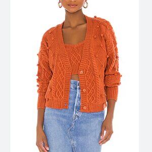 For Love and Lemons Florentine Orange Bobble Cardigan Size Small